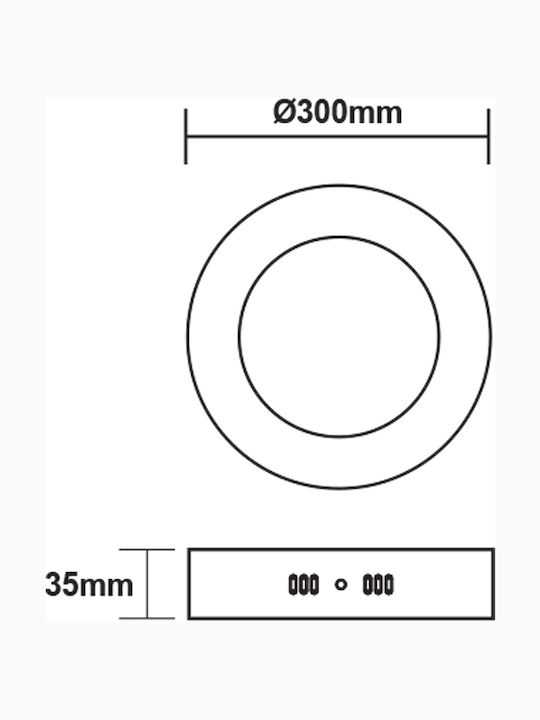 Aca Round Outdoor LED Panel 24W with Cool White Light 6500K 30cm