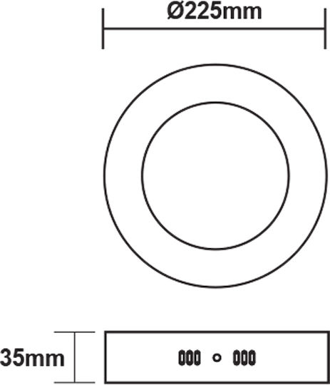 Aca Στρογγυλό Εξωτερικό LED Panel 18W με Ψυχρό Λευκό Φως 6500K 22.5εκ.