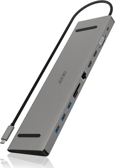 Acer Stație De Andocare USB-C Cu HDMI 4K PD Ethernet Și Conexiune La 2 Monitoare Gri (LC.DCK11.001)
