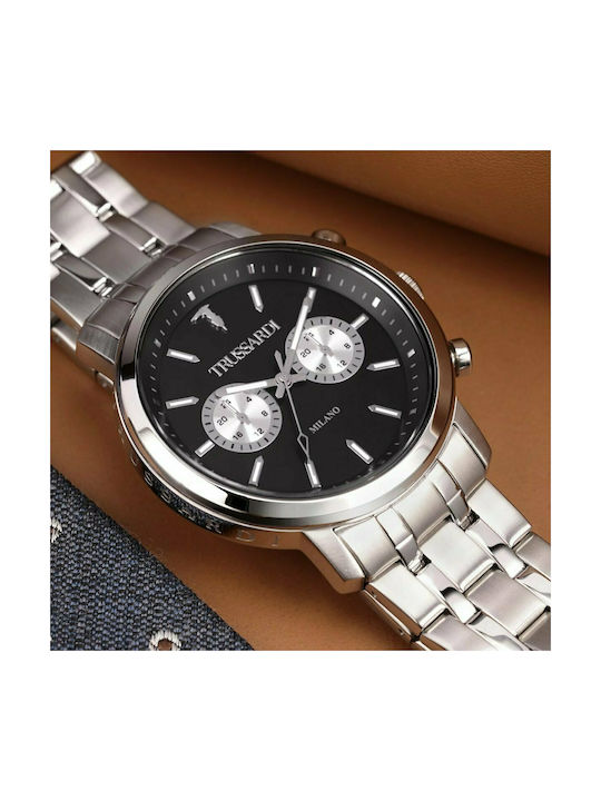 Trussardi T-Couple Watch Chronograph Battery with Silver Metal Bracelet