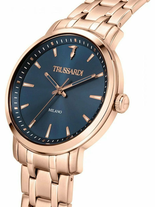 Trussardi T-Couple Мъжки часовник 41мм На батерия Розово злато Метална гривна
