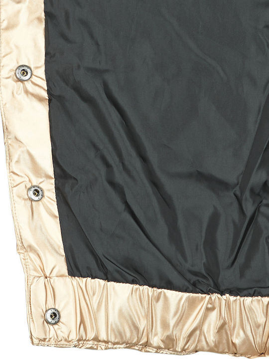 Cross Stepping Women's Short Puffer Jacket for Winter Gold