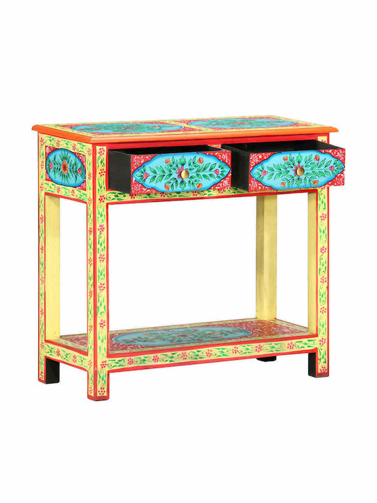 Solid Wood Console Table Multicolour L80xW35xH75cm