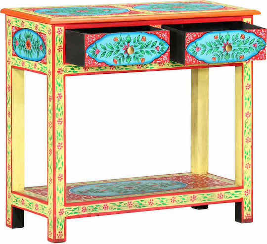 Solid Wood Console Table Multicolour L80xW35xH75cm