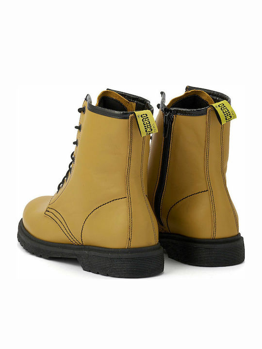 Leder Stiefeletten Damen Gelb