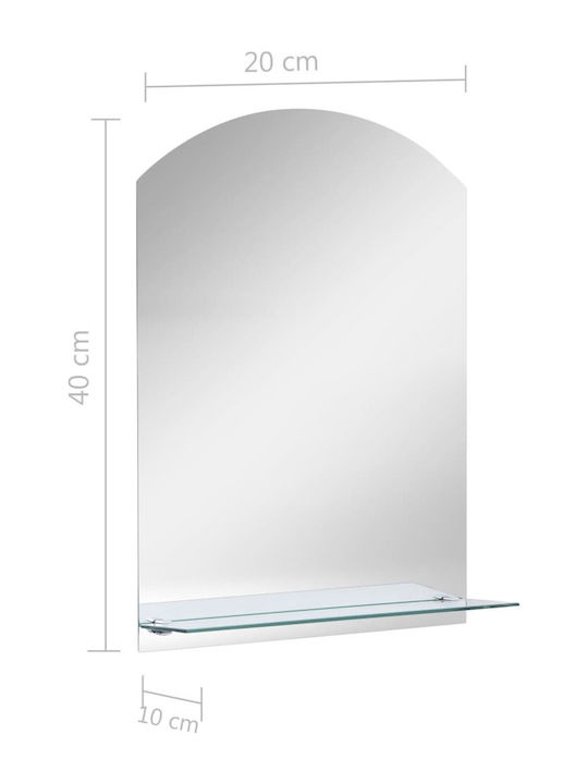 vidaXL Semicircular Bathroom Mirror with Shelf 20x40cm