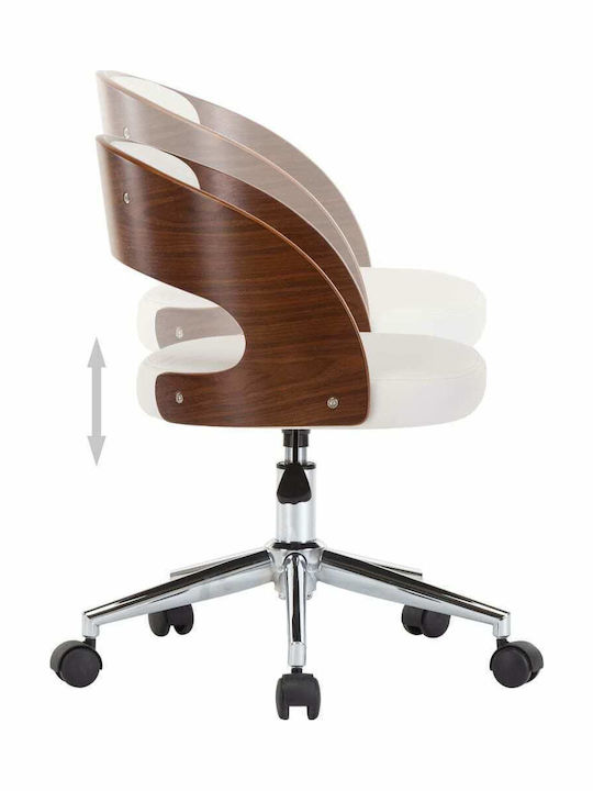 Swivel Visitor Armchair with Wheels Λευκή 48x53x66.5cm