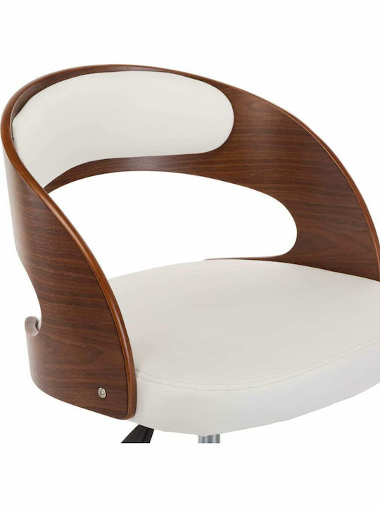 Swivel Visitor Armchair with Wheels Λευκή 48x53x66.5cm