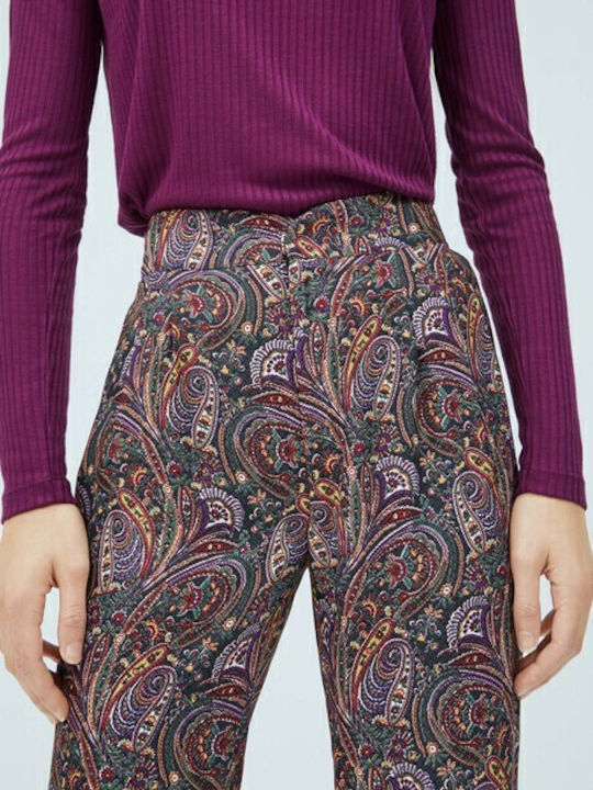 Martina Women's Fabric Trousers Burgundy