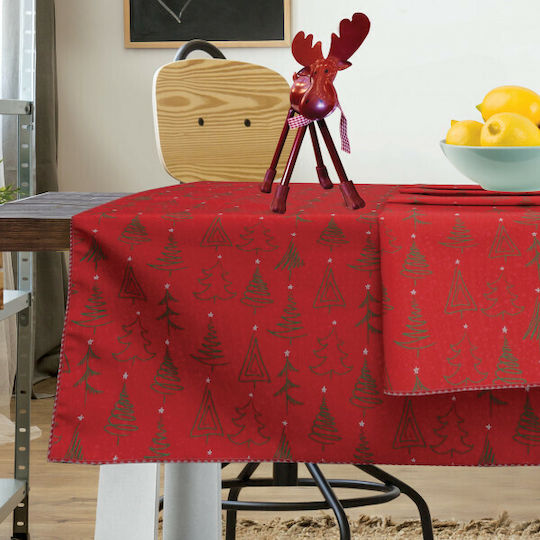 Das Home Christmas Christmas Tablecloth Fabric Red L140xW140cm.