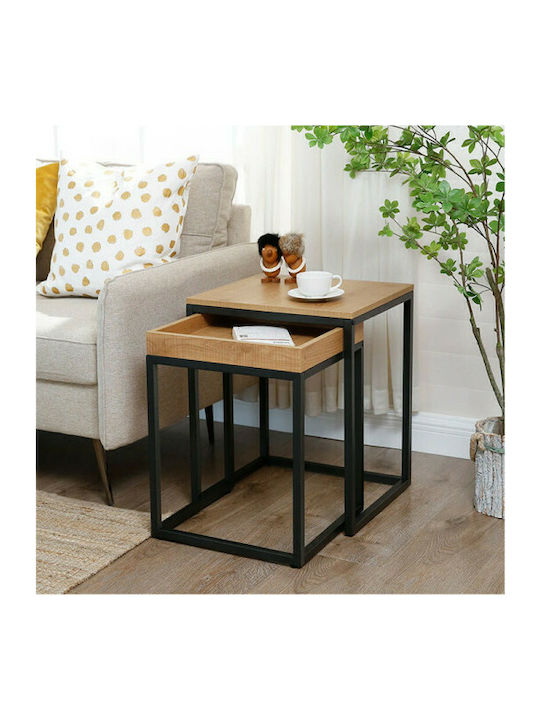 Rechteckiger Zigon Set Holz Beige 2Stücke M45xL55xH40cm