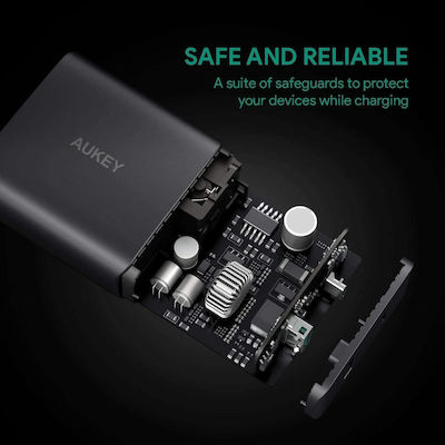 Aukey USB / USB Type-C Wall Adapter Μαύρο (PA-Y10)