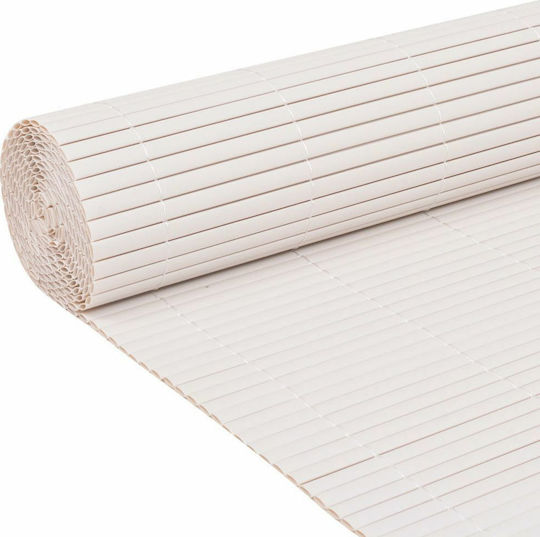 vidaXL Gard de grădină dublă față albă Gard de Bambus Plastic cu Întregul Reed 1.5x5m