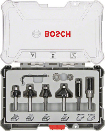 Bosch Set of Router Bits Cutter Set Carbide for Groove Shaping in Wood 8mm 6pcs