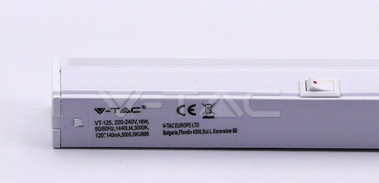V-TAC Φωτιστικό Πάγκου Κουζίνας LED 16W Θερμό Λευκό με Διακόπτη Μ120xΒ2.3xΥ3εκ.