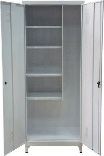 Double Door Wardrobe MG70175 Metallic Galvanized with 4 Shelves 70x45x175cm