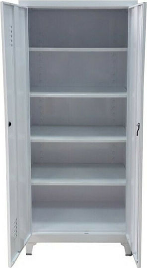 Double Door Wardrobe MG70175 Metallic Galvanized with 4 Shelves 70x45x175cm