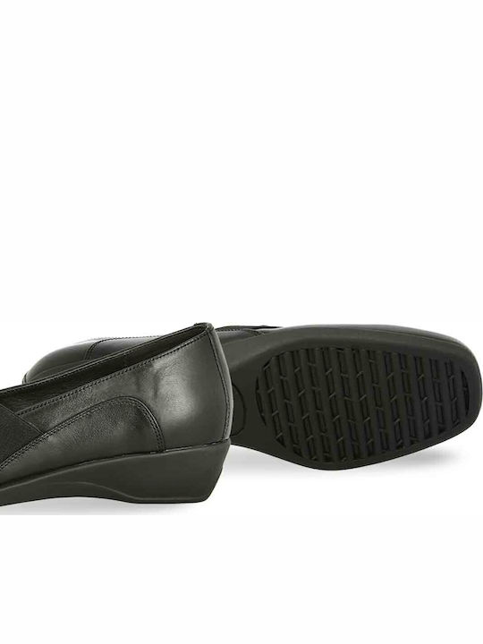 Anatomische Damen Slip-Ons Leder Schwarz