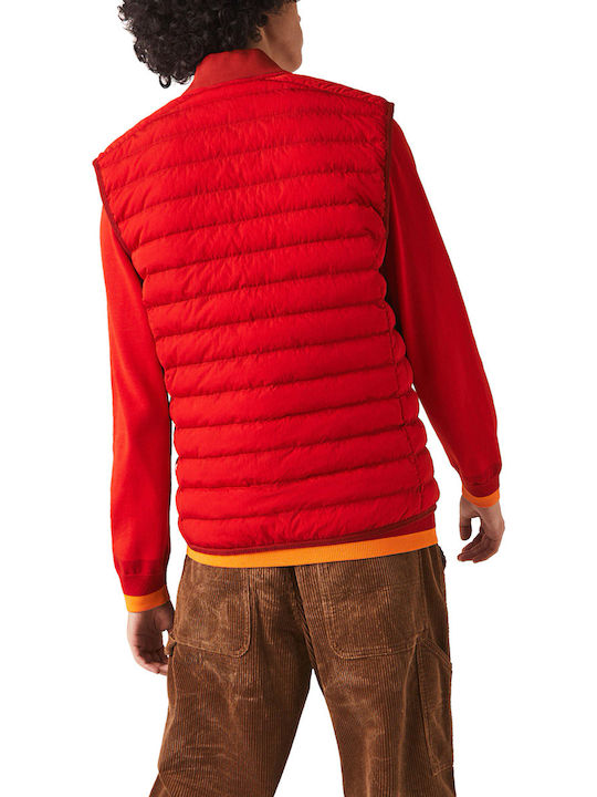 Lacoste Ärmellos Herren Jacke Puffer Wasserdicht Rot