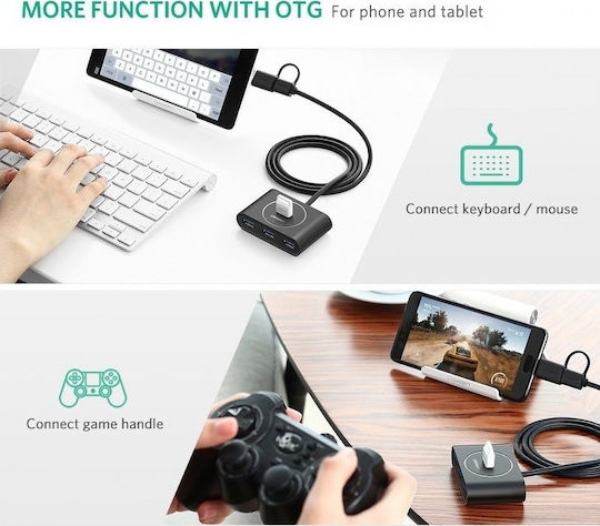 Ugreen CR113 Hub 4 Porturi USB 3.0 cu Conectare USB-A / USB-C