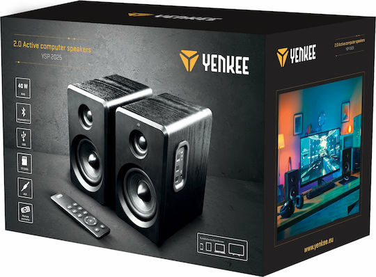 Yenkee YSP 2025 Ασύρματα Ηχεία Υπολογιστή 2.0 με Bluetooth και Ισχύ 40W σε Μαύρο Χρώμα
