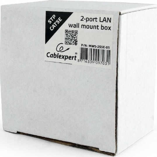 Cablexpert Διπλή Εξωτερική Πρίζα Δικτύου RJ45 Τύπου Cat5 σε Λευκό Χρώμα MWS-2S5E-01