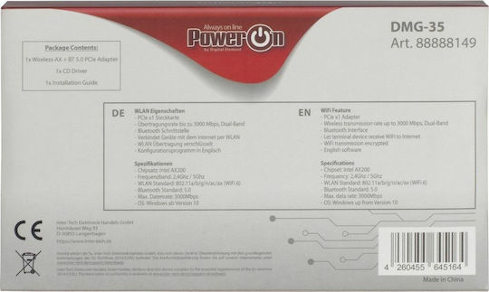 Inter-Tech DMG-35 Wireless Card Wi‑Fi 6 (3000Mbps) PCI-e Card