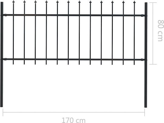 vidaXL Metallzäune mit Speeren in Schwarz Farbe 80cm x 1.7m