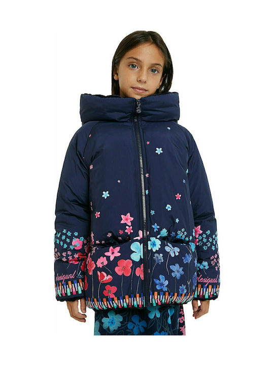 Desigual Kids Casual Jacket short Double Sided with Lining & Protection Hood Navy Blue