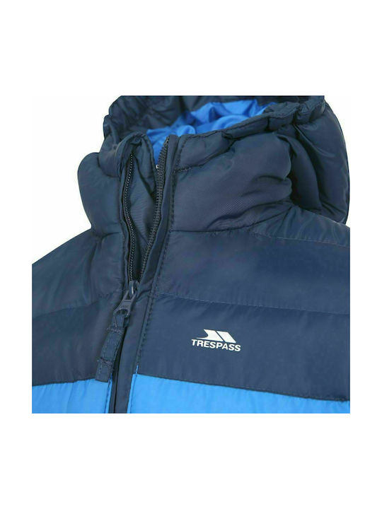 Trespass Kids Quilted Jacket short Hooded Navy Blue