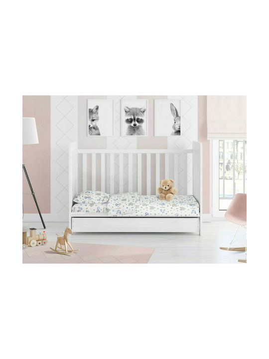 Dimcol Elephant Baby Sheet Crib Cotton Fitted Orange 70x140cm