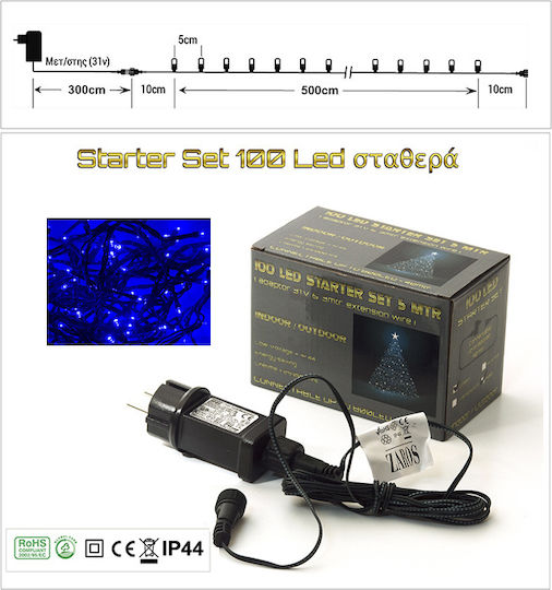 100 Λαμπάκια LED 8μ. Μπλε σε Σειρά 100 Λαμπάκια LED 8μ. Μπλε σε Σειρά