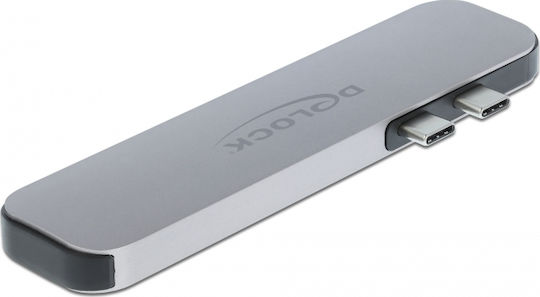 DeLock Docking Station με Διπλό USB-C HDMI 4K PD Γκρι (87753)