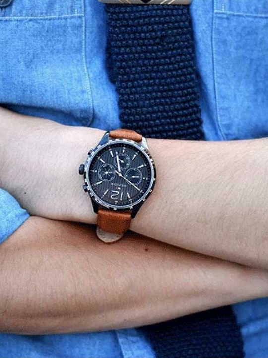 Tommy Hilfiger Gavin Men's Watch 44mm Chronograph Battery with Brown Leather Strap