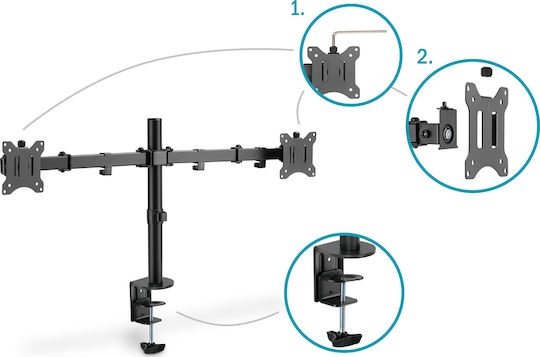 Digitus Stand Desk Mounted for 2 Monitors up to 32" with Arm (DA-90400)