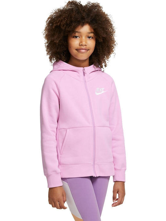 Nike Αθλητική Παιδική Ζακέτα Φούτερ με Κουκούλα Ροζ