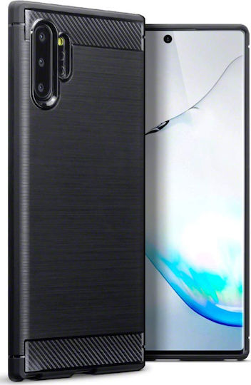 Hurtel Carbon Fiber Back Cover Silicon Negru (Galaxy Note 10+)