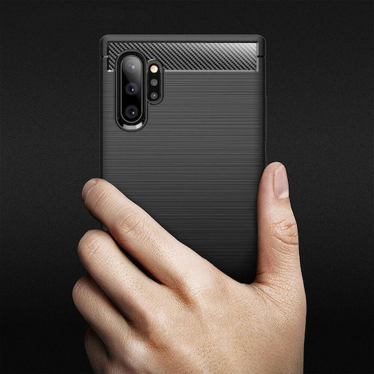 Hurtel Carbon Fiber Back Cover Silicon Negru (Galaxy Note 10+)