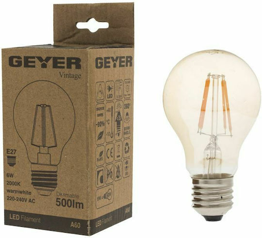 Geyer LED Bulb 6W for Socket E27 and Shape A60 Warm White 500lm