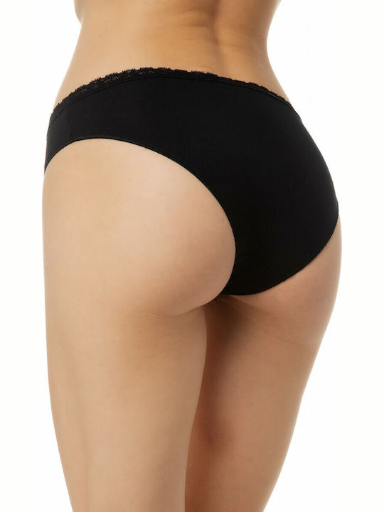 Women's Slip 2Pack with Lace Black/Animal Print