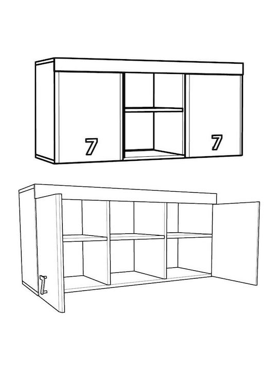 Numero Raft Perete Lemn White-Grey 120x42x57.5cm