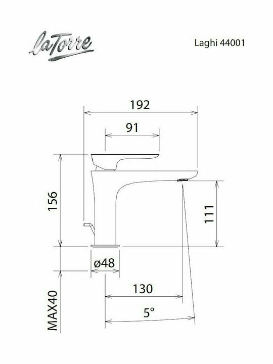 La Torre Laghi 44001 Χρωμέ Αναμεικτική Μπαταρία Νιπτήρα Ασημί