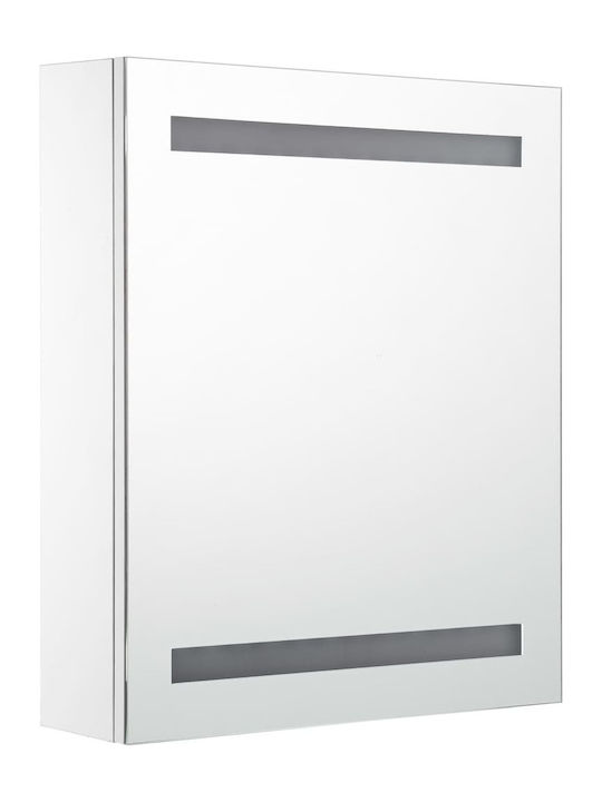 vidaXL Rechteckiger Badezimmerspiegel LED aus MDF mit Schrank 50x60cm Weiß