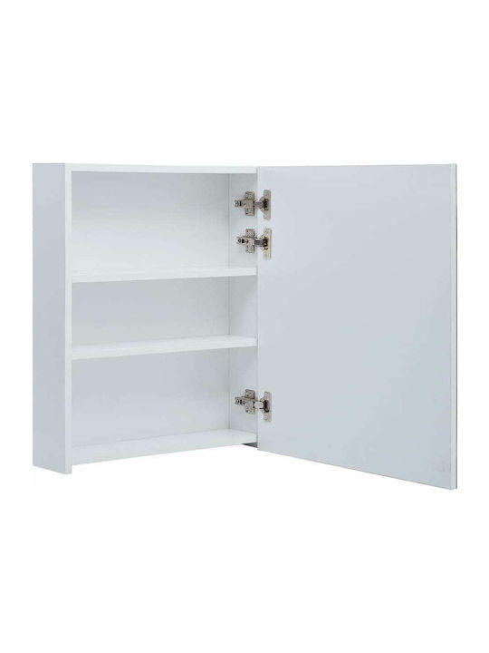 vidaXL Rechteckiger Badezimmerspiegel LED aus MDF mit Schrank 50x60cm Weiß