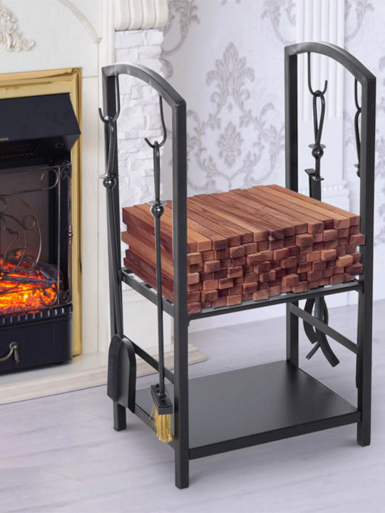 HomCom Metallisch Regal Holzlagerung 40x30x74.5cm
