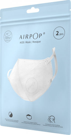 AirPop 30 Hr Mască pentru copii 3-12 ani Mască de protecție pentru copii Alb 43579 2buc