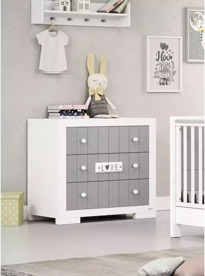 Petit Baby Dresser with 3 Drawers White 94x50x91cm