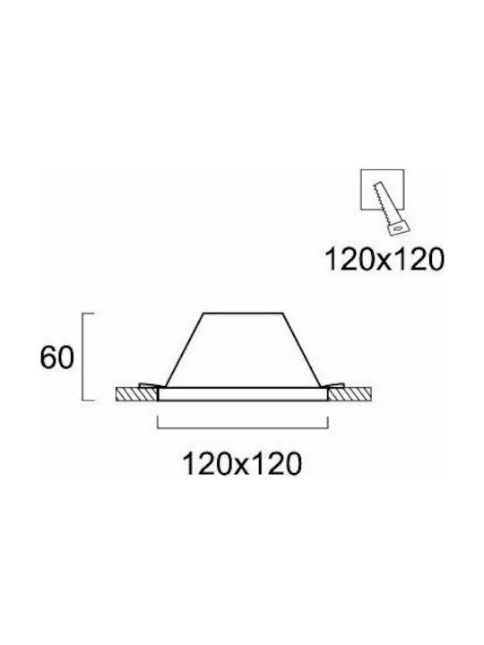 Viokef Bradley Square Plaster Recessed Spot with Socket GU10 White 12x12cm. 1pcs