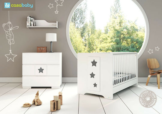 Stars Baby Dresser with 3 Drawers White 93x50x90cm