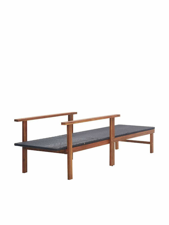 Градински и басейнови шезлонги Rattan с текстилен материал Кафяв 200x55x56см